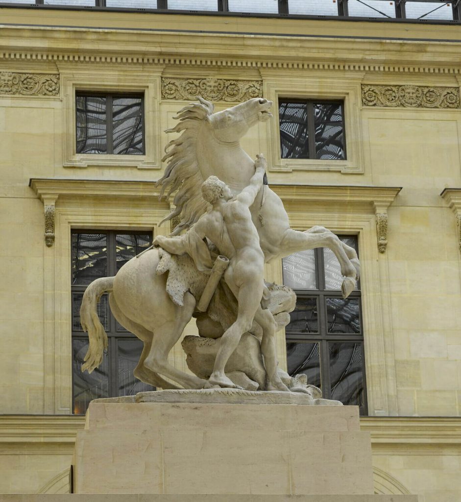 Louvre hidden gems: Guillaume Coustou, Horse Restrained by a Groom (1) also known as Marly Horse, 1745, Louvre, Paris, France.
