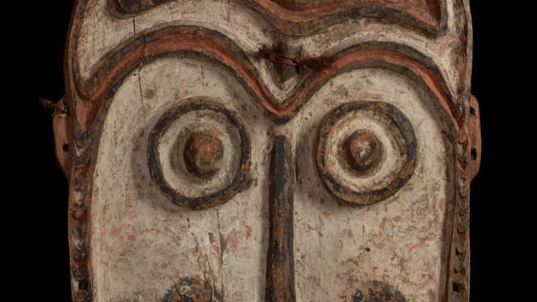 Ancestor Mask chambri: Chambri People, Ancestor Mask, early 20th century, wood and natural pigments, Ceremonial House, Chambri Lake Village, Papua New Guinea, Musée du quai Branly, Paris, France. Detail.
