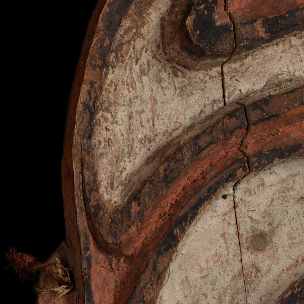 Chambri People, Ancestor Mask, early 20th century, wood and natural pigments, Ceremonial House, Chambri Lake Village, Papua New Guinea, Musée du quai Branly, Paris, France. Detail.