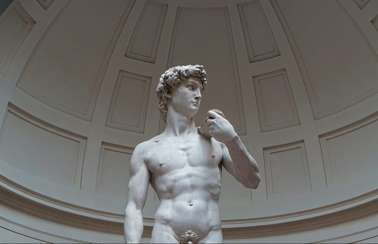 David Michelangelo: Michelangelo, David, 1501–1504, Galleria dell’Accademia, Florence, Italy. Photograph by  Jörg Bittner Unna via Wikimedia Commons (CC BY-SA 4.0). Detail.
