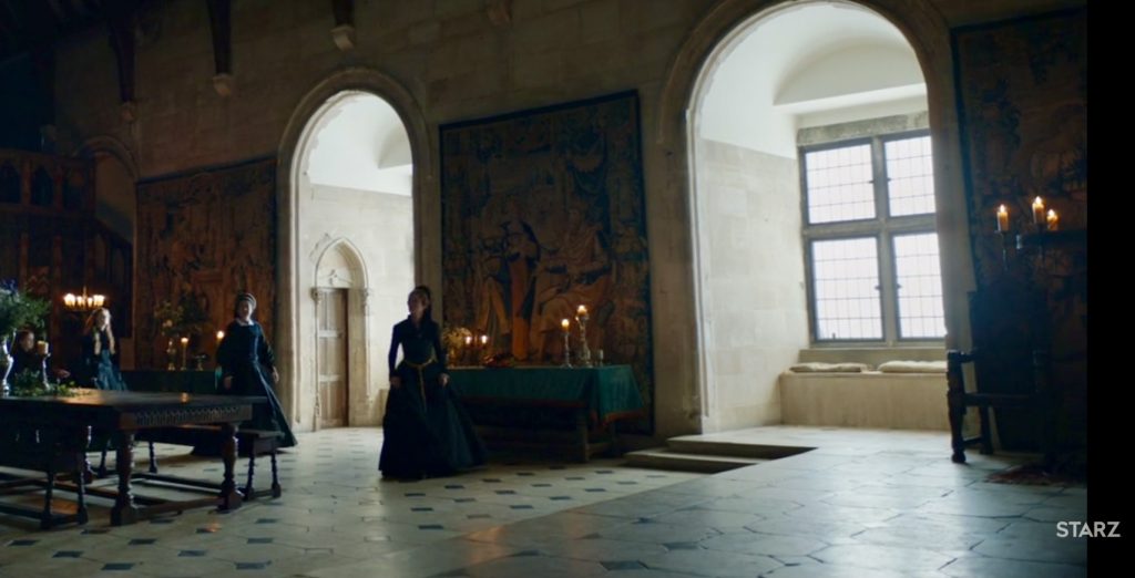 Becoming Elizabeth Tapestries: Art reference to three of the Oudenaarde Tapestries, S1E01. Becoming Elizabeth/Starz.
