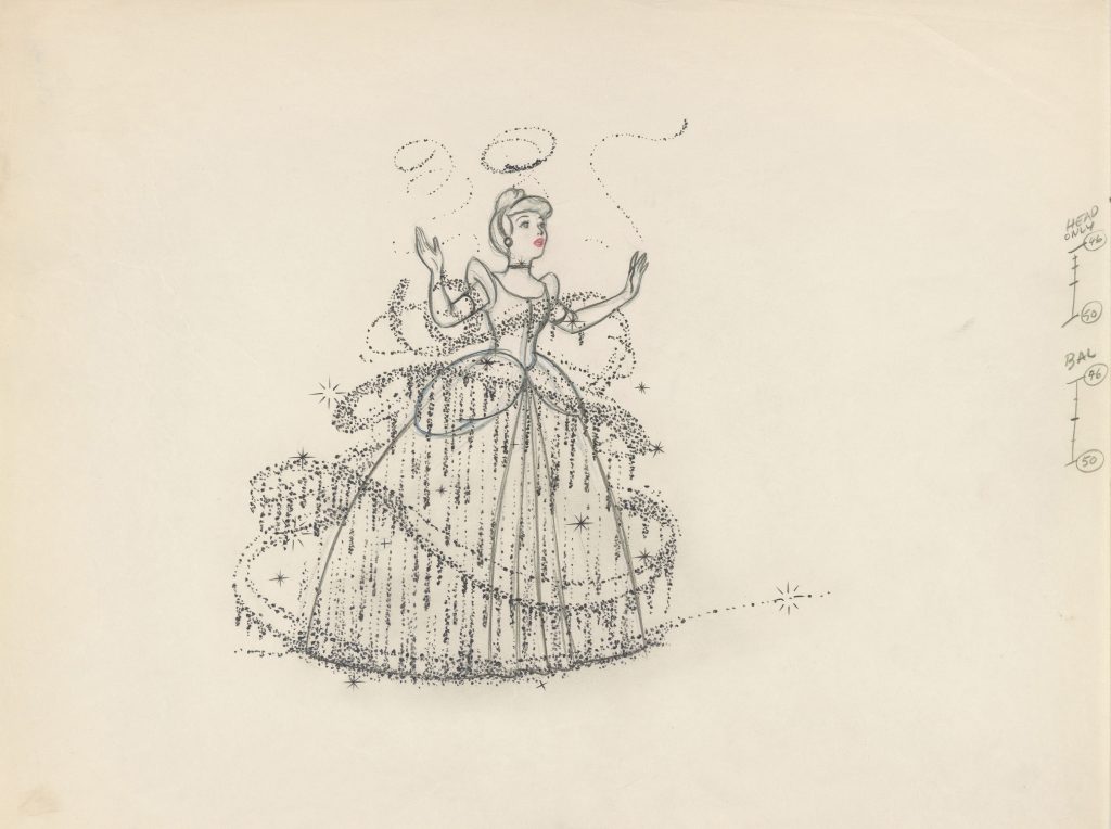 Mary Blair: Marc Davis, Cinderella, 1950, Clean-up animation drawing, graphite and colored pencil on paper, The Wallace Collection, London, UK.

