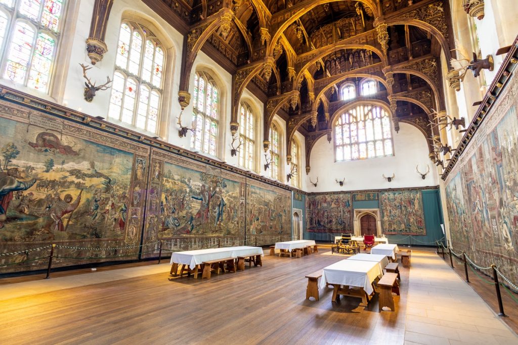 Story of Abraham tapestry set, Hampton Court Palace's Great Hall, London, UK.