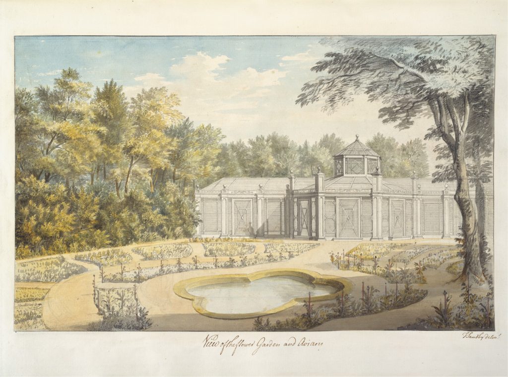William Chambers: 



Thomas Sandby, View of the Flower Garden and Aviary at Kew, watercolor, 1763, The Metropolitan Museum of Art, New York, NY, USA.




