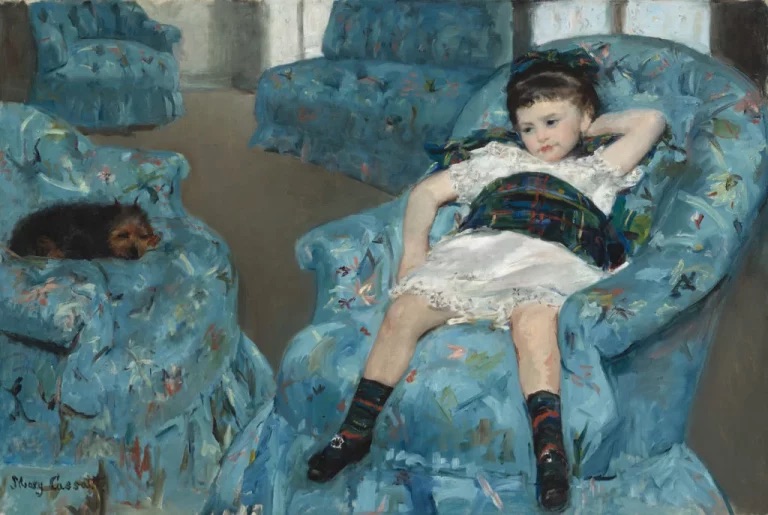 Mary Cassatt Girl in a Blue Armchair: Mary Cassatt, Little Girl in a Blue Armchair, 1878, National Gallery of Art, Washington, DC, USA. Detail.
