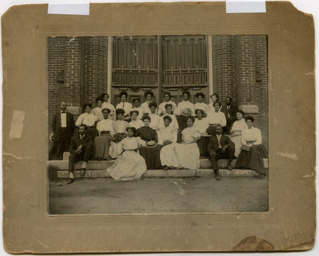 alma thomas columbus museum: Columbus’ Black public school teachers pose in 1905 at St. James AME Church. Elizabeth Cantey, Alma Thomas’ aunt, is in the back row just to the left of the doors. Image credit: Gift of a Friend of the Museum, Collection of The Columbus Museum, GA, USA.
