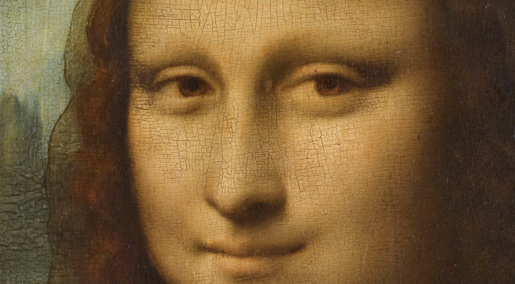 Mona Lisa Leonardo: Leonardo da Vinci, Portrait of Mona Lisa del Giocondo, 1503-1506, Louvre, Paris, France, Detail. 