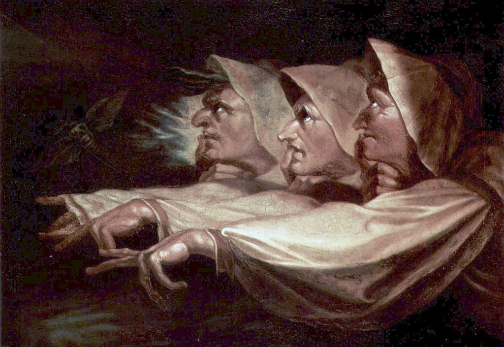 Shakespeare in art: Shakespeare in Art: Henry Fuseli, The Three Witches, 1783, Kunsthaus, Zürich, Switzerland. Wikipedia Commons (public domain).
