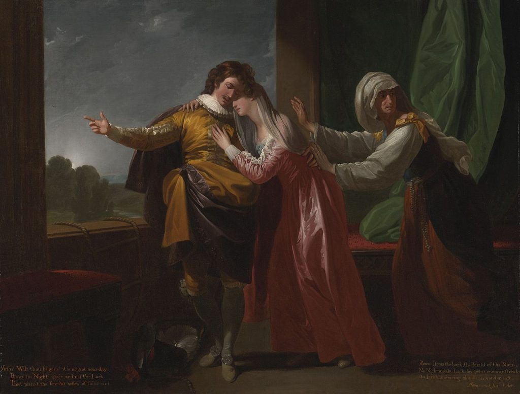 Shakespeare in art: Benjamin West, Romeo and Juliet, 1778, New Orleans Museum of Art, New Orleans, LA, USA. Wikipedia Commons (public domain).