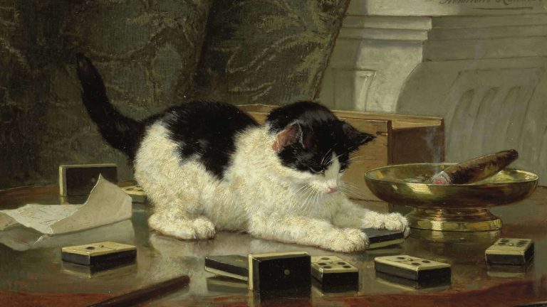 Henriëtte Ronner-Knip: Henriëtte Ronner-Knip, Cat at Play, ca 1860-1878, Rijksmuseum, Amsterdam, Netherlands. Detail.
