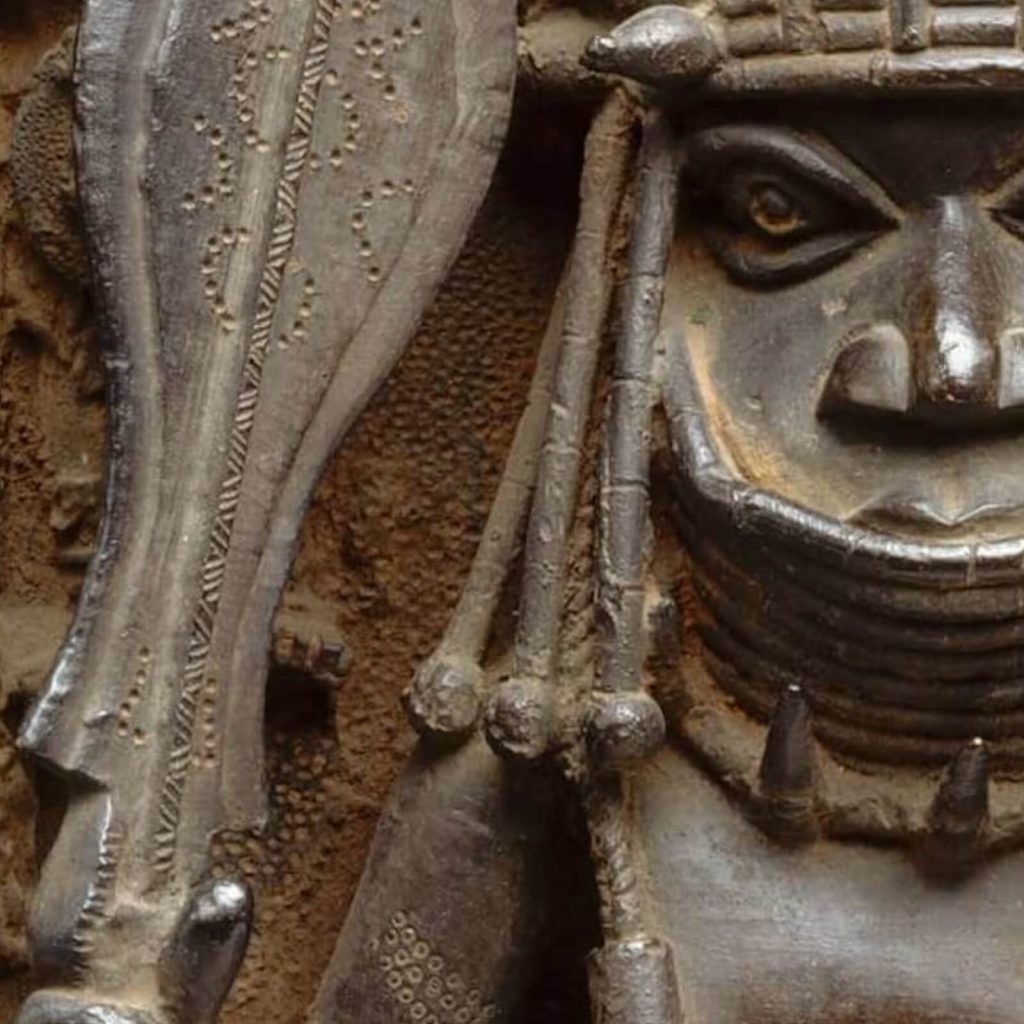Warrior and Attendants benin: Warrior and Attendants, 16th-17th century, brass, Royal Palace, Benin City, Nigeria, The Metropolitan Museum of Art, New York, NY, USA. Detail.
