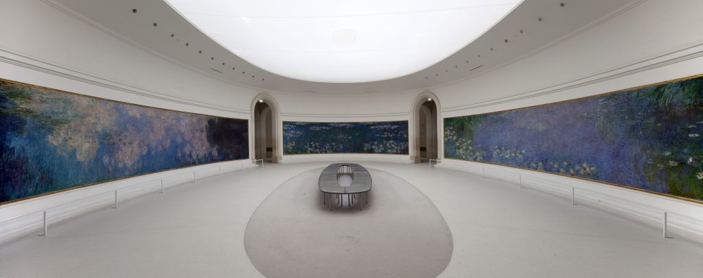 Claude Monet painting: Claude Monet, Water Lilies Room, Musée de l’Orangerie, Paris, France. Museum’s website.
