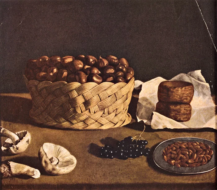 Paolo Barbieri, Basket of Chestnuts, Cheese, Mushroom and Fruit, c. 1640, Art Institute of Chicago, Chicago, IL, USA.