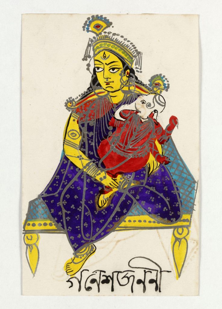 iconography of parvati: Parvati and Ganesha, ca. 1890, Victoria & Albert Museum, London, UK.

