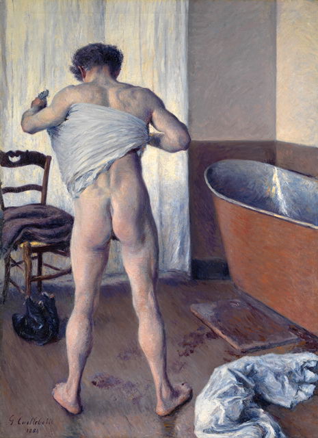 Male nudes in art: Gustave Caillebotte, Man at His Bath, 1884, Museum of Fine Arts, Boston, MA, USA.