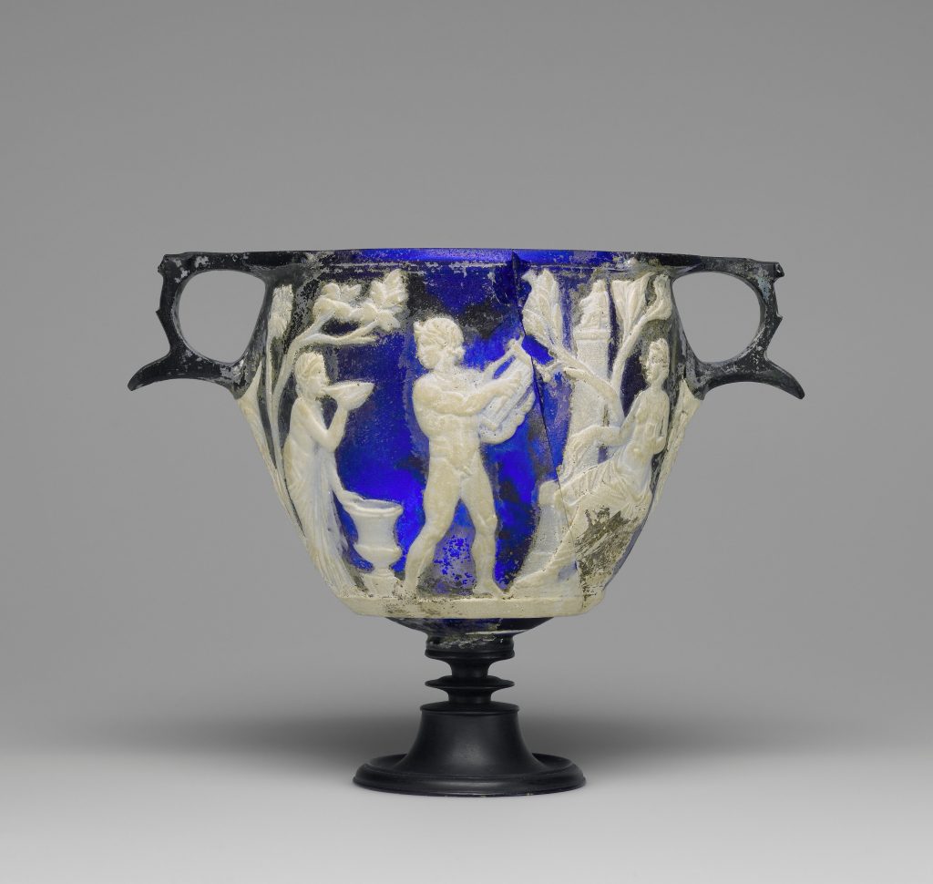 Roman glass: Roman Cameo Glass Skyphos, 25 BCE– 25 CE, The Getty Museum, Los Angeles, CA, USA. Museum’s website.
