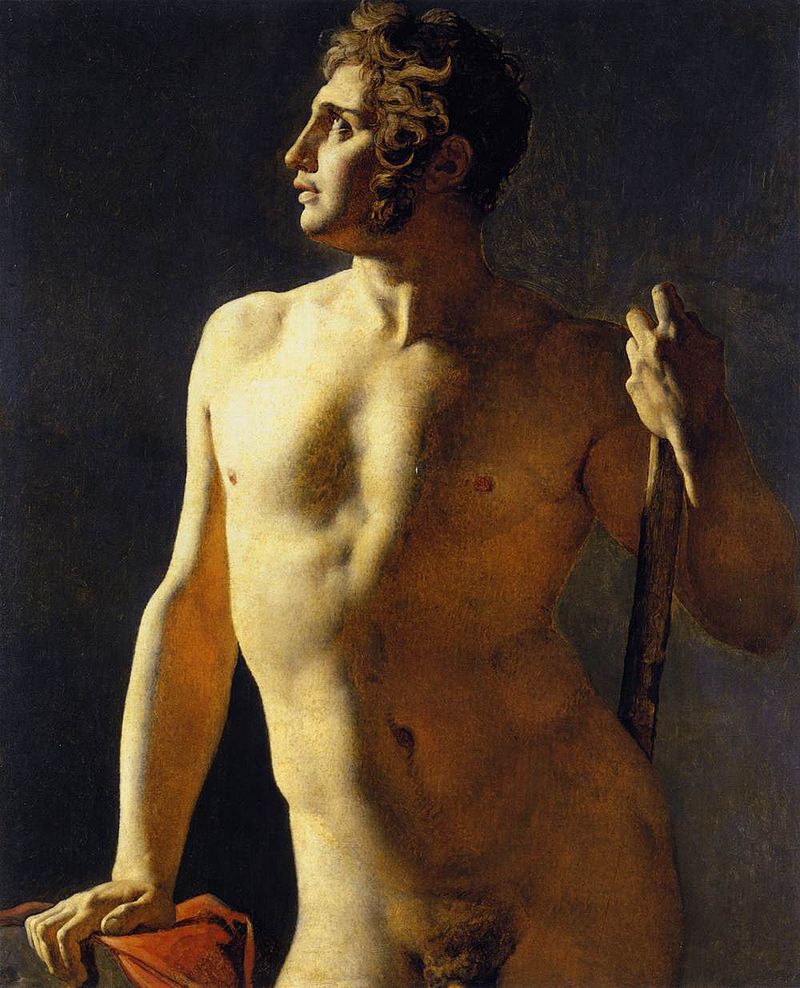 Male Nudes art: Male nudes in art: Jean-Auguste-Dominique Ingres, Study of a Male Nude, 1801, École des Beaux-Arts, Paris, France.
