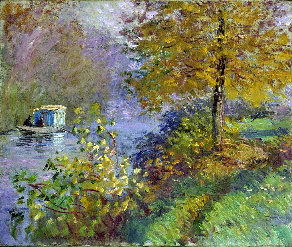 Claude Monet painting: Claude Monet, The boat studio, 1876, Musée d’art et d’histoire, Neuchâtel, Switzerland.
