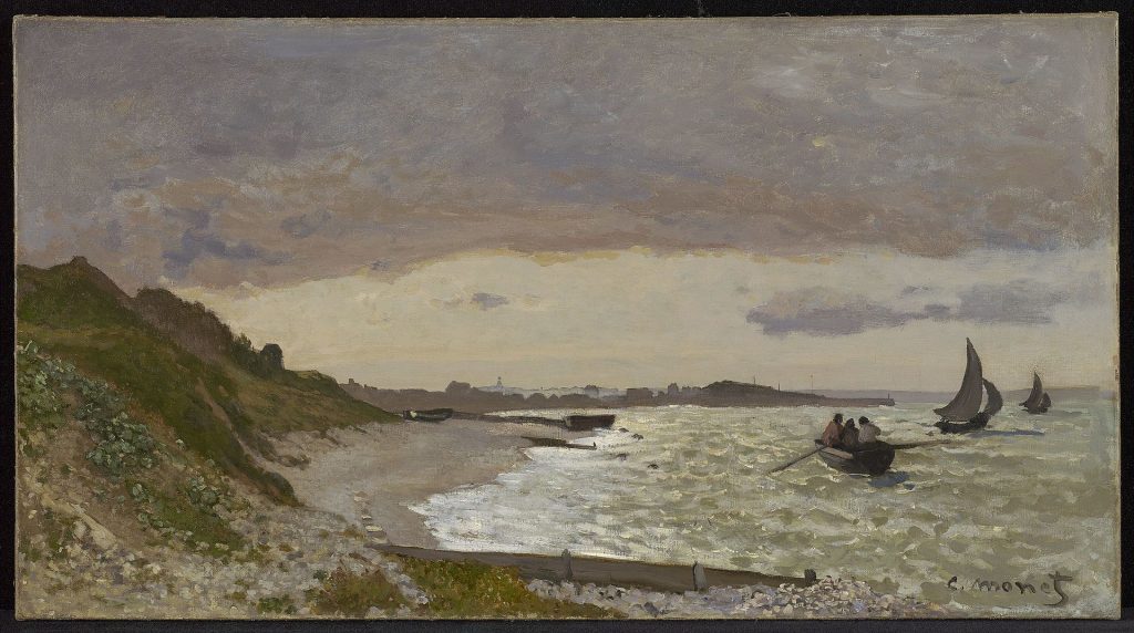 Claude Monet painting: Claude Monet, Seashore at Sainte-Adress, 1864, Minneapolis Institute of Art, Minneapolis, MN, USA.
