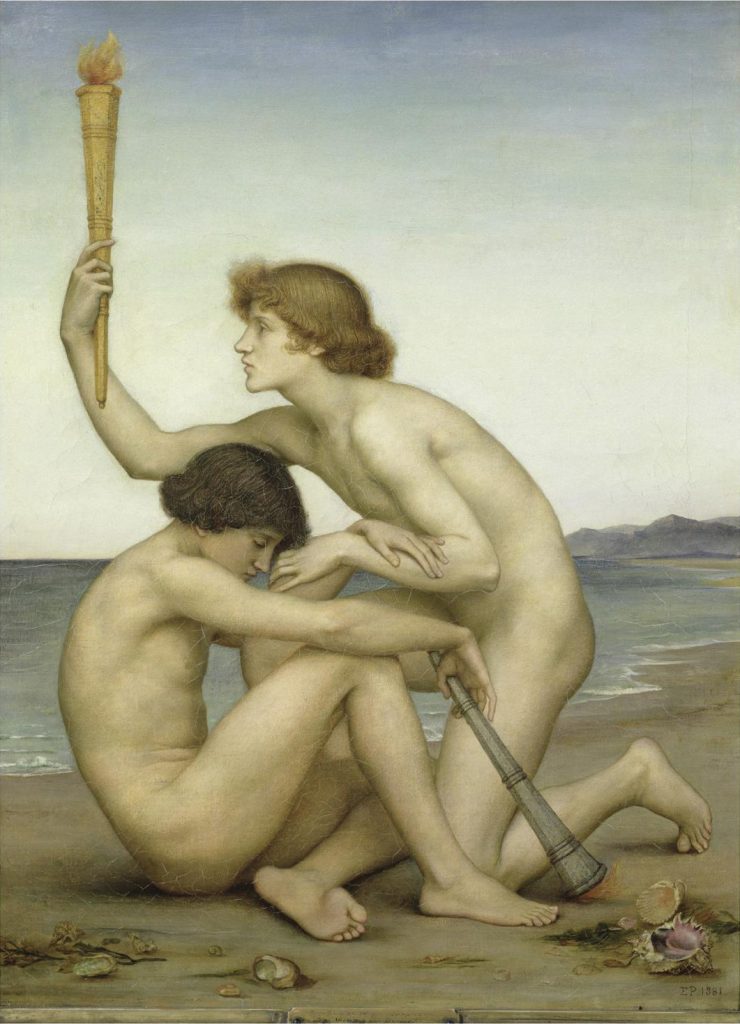 Male nudes in art: Evelyn De Morgan, Phosphorus and Hesperus, 1881, De Morgan Collection, Surrey, England.