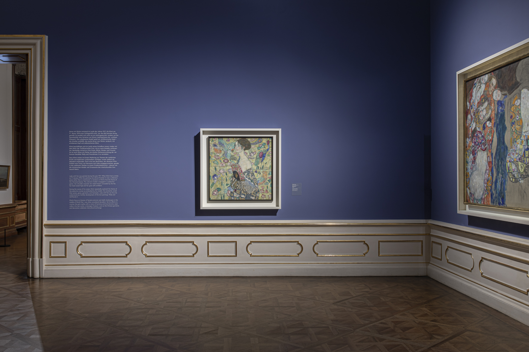 exhibition view, Gustav Klimt's Lady with Fan