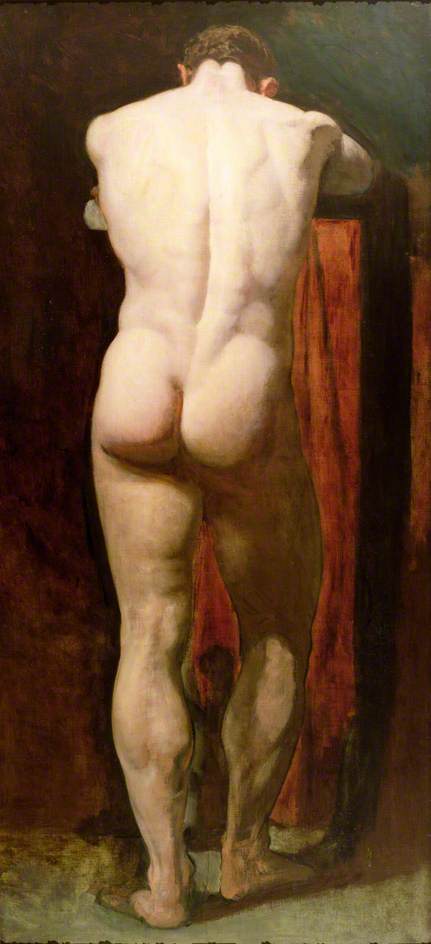 Male Nudes art: Male nudes in art: William Etty, Standing Male Nude, Towneley Hall Art Gallery & Museum, Burnley, UK.
