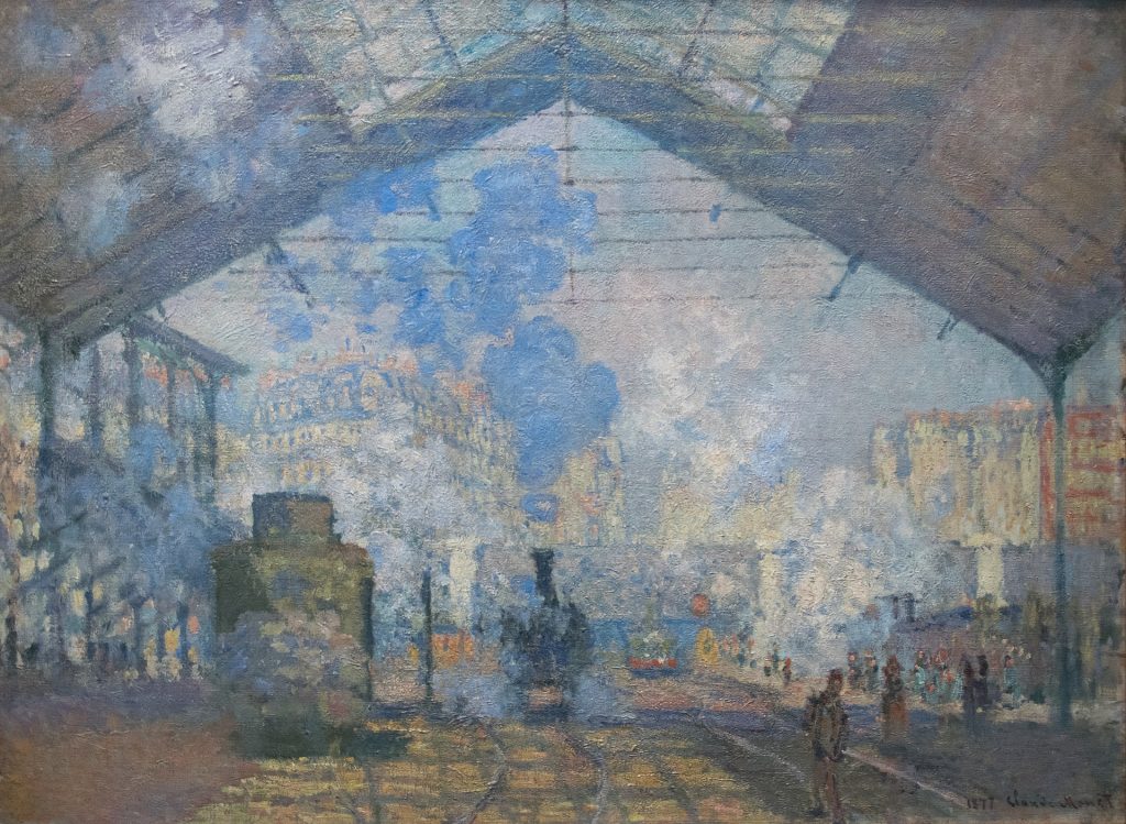 Claude Monet painting: Claude Monet, The Saint-Lazare Station, 1877, Musée d’Orsay, Paris, France.
