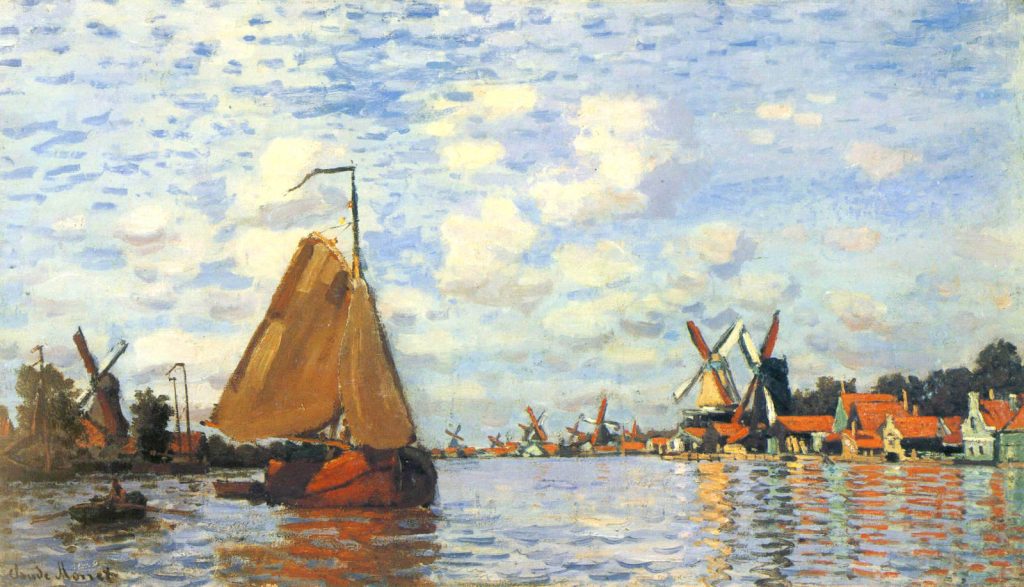 Claude Monet painting: Claude Monet, The Zaan at Zaandam, 1871, private collection. WikiArt.
