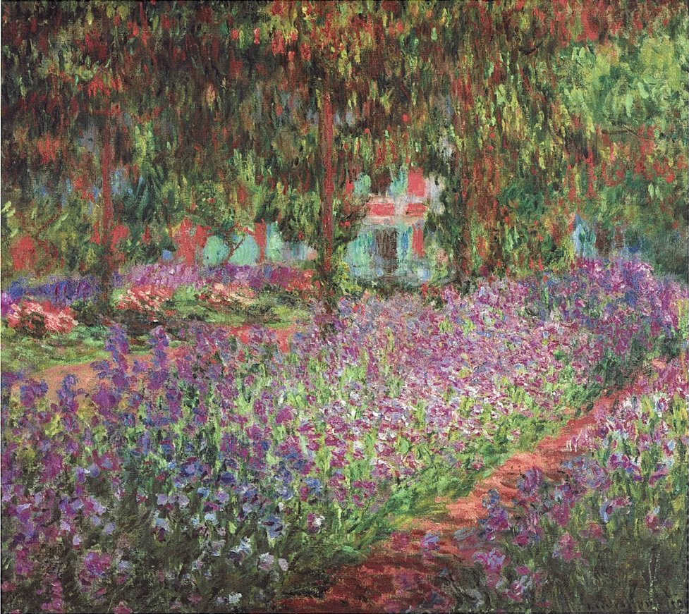 Claude Monet painting: Claude Monet, The artist’s garden in Giverny, 1900, Musée d’Orsay, Paris, France.
