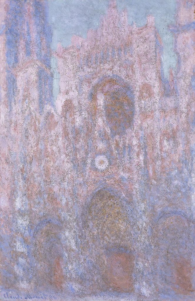 Claude Monet paintings: Claude Monet, Rouen cathedral, symphony in grey and rose, 1892, Amgueddfa Cymru – National Museum Wales, Cardiff, UK.
