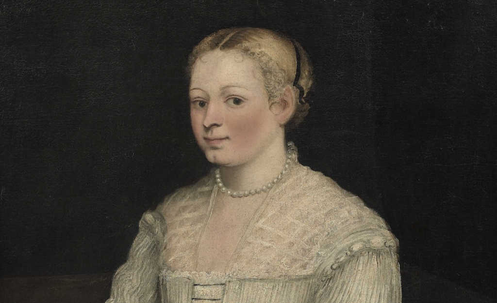 Marietta Robusti: Marietta Robusti, Self Portrait with Madrigal, 1578, Uffizi Gallery, Florence, Italy. Museum’s website. Detail.
