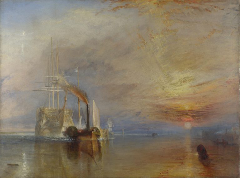 Rivers in paintings: J.M.W. Turner, The Fighting Temeraire, 1839, National Gallery, London, UK. Wikimedia Commons (public domain). Detail.
