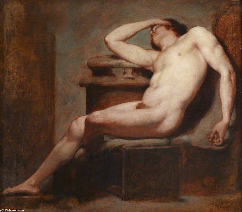 Male Nudes art: Male nudes in art: William Etty, Academic Study of a Reclining Male Nude Asleep, 1836, Anglesey Abbey, National Trust, UK.
