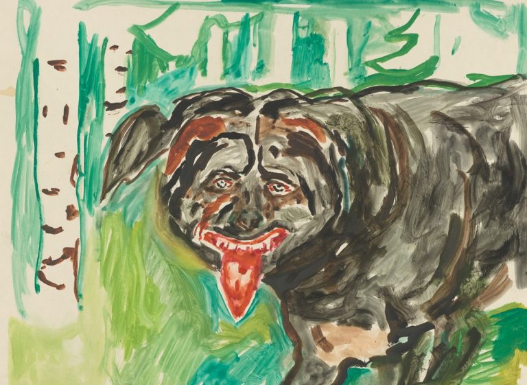 worst works by famous artists: Edvard Munch, Angry Dog, 1938-1943, The Munch Museum, Oslo, Norway. Detail.
