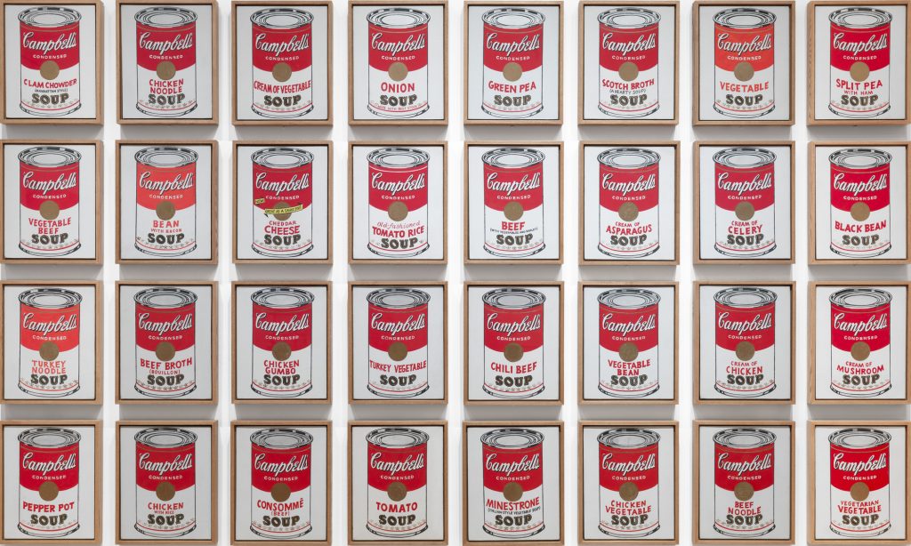 appropriation art: Andy Warhol, Campbell’s Soup Cans, 1962, Museum of Modern Art, New York, NY, USA. Museum’s website. © 2022 Andy Warhol Foundation / ARS, NY / TM Licensed by Campbell’s Soup Co.
