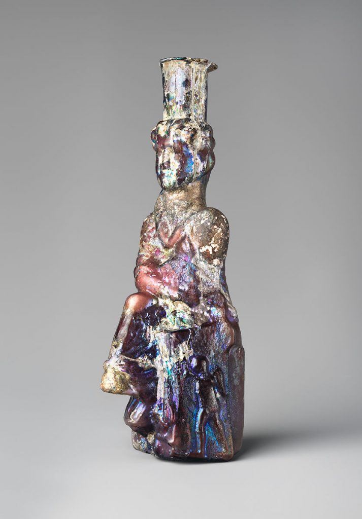 Roman glass bottle in the form of Tyche (Good Fortune), 2nd–3rd century CE, The Metropolitan Museum of Art, New York, NY, USA.