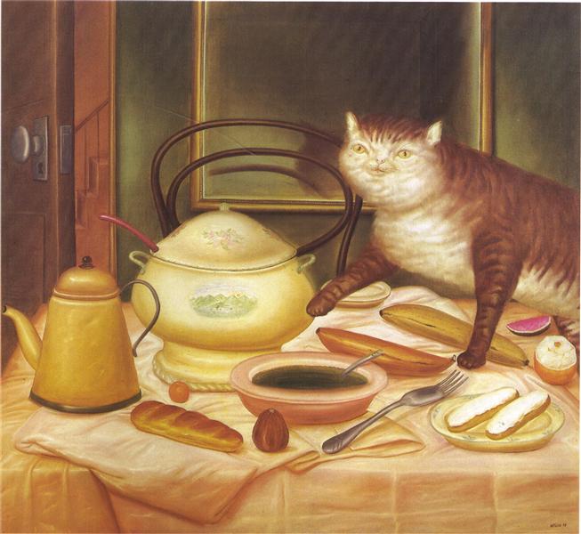 worst works by famous artists: Fernando Botero, Still Life With Green Soup, 1972. WikiArt.
