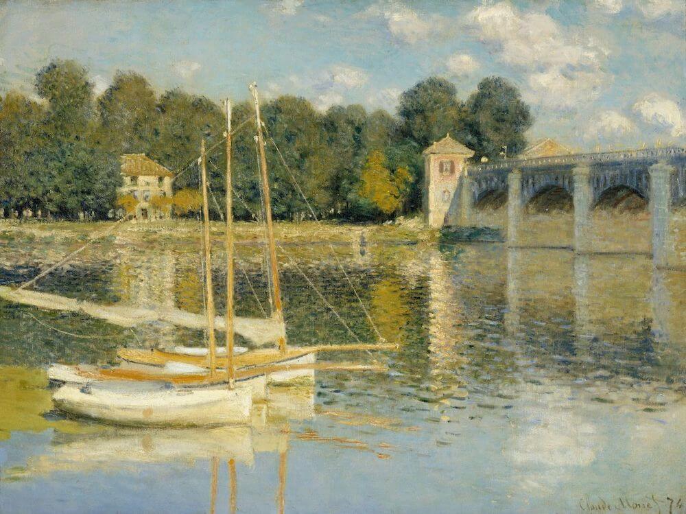 Claude Monet painting: Claude Monet, The bridge at Argenteuil, 1874. Claude-monet.com.
