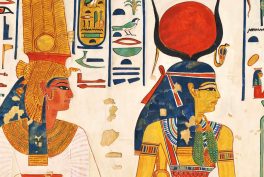 Queen Nefertari & Goddess Isis, New Kingdom, Dynasty 19, ca 1279-1213 BCE, pigment on plaster, QV66 Tomb of Nefertari, Valley of the Queens, Luxor, Egypt. Detail.