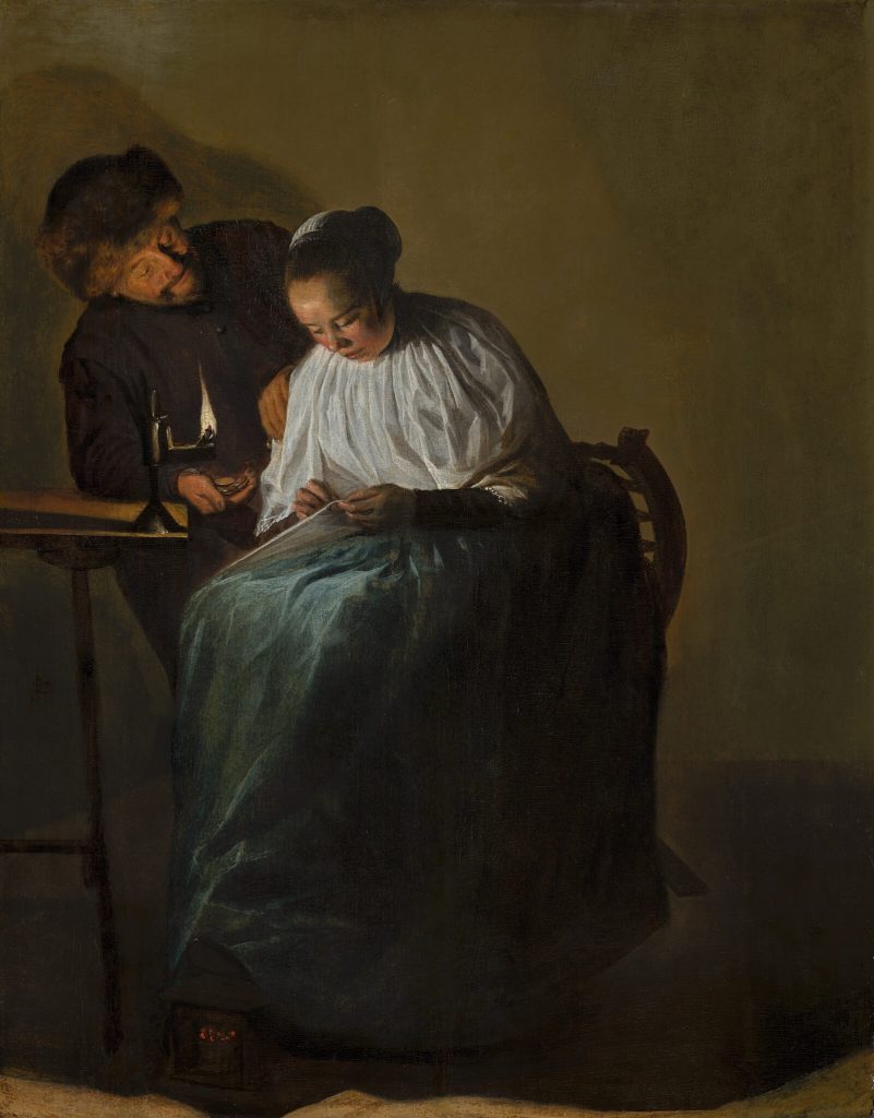 Judith Leyster: Judith Leyster, Man Offering Money to a Young Woman, 1631, oil on panel, Mauritshuis, Den Haag, Netherlands.

