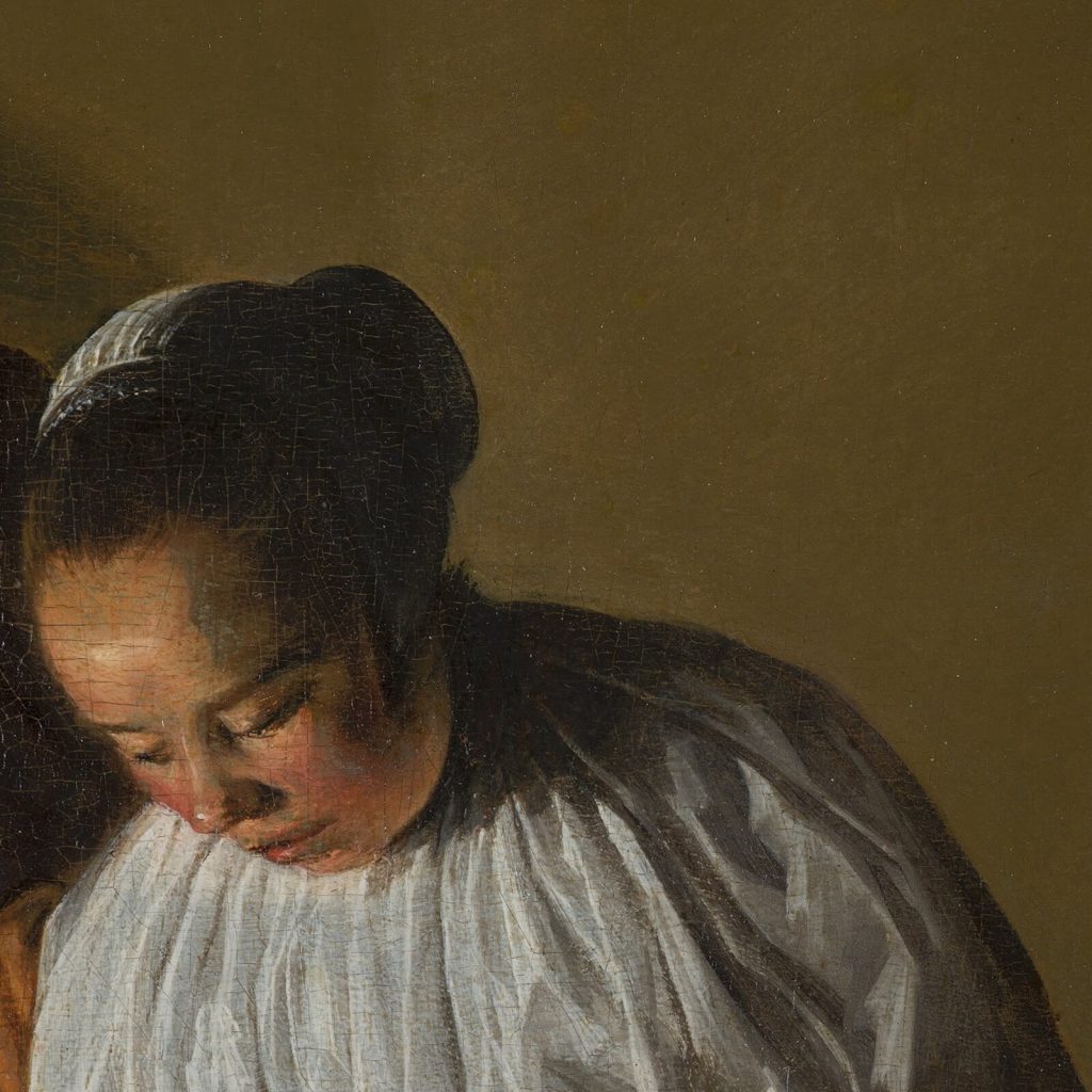 Judith Leyster, Man Offering Money to a Young Woman, 1631, oil on panel, Mauritshuis, Den Haag, Netherlands. Detail.