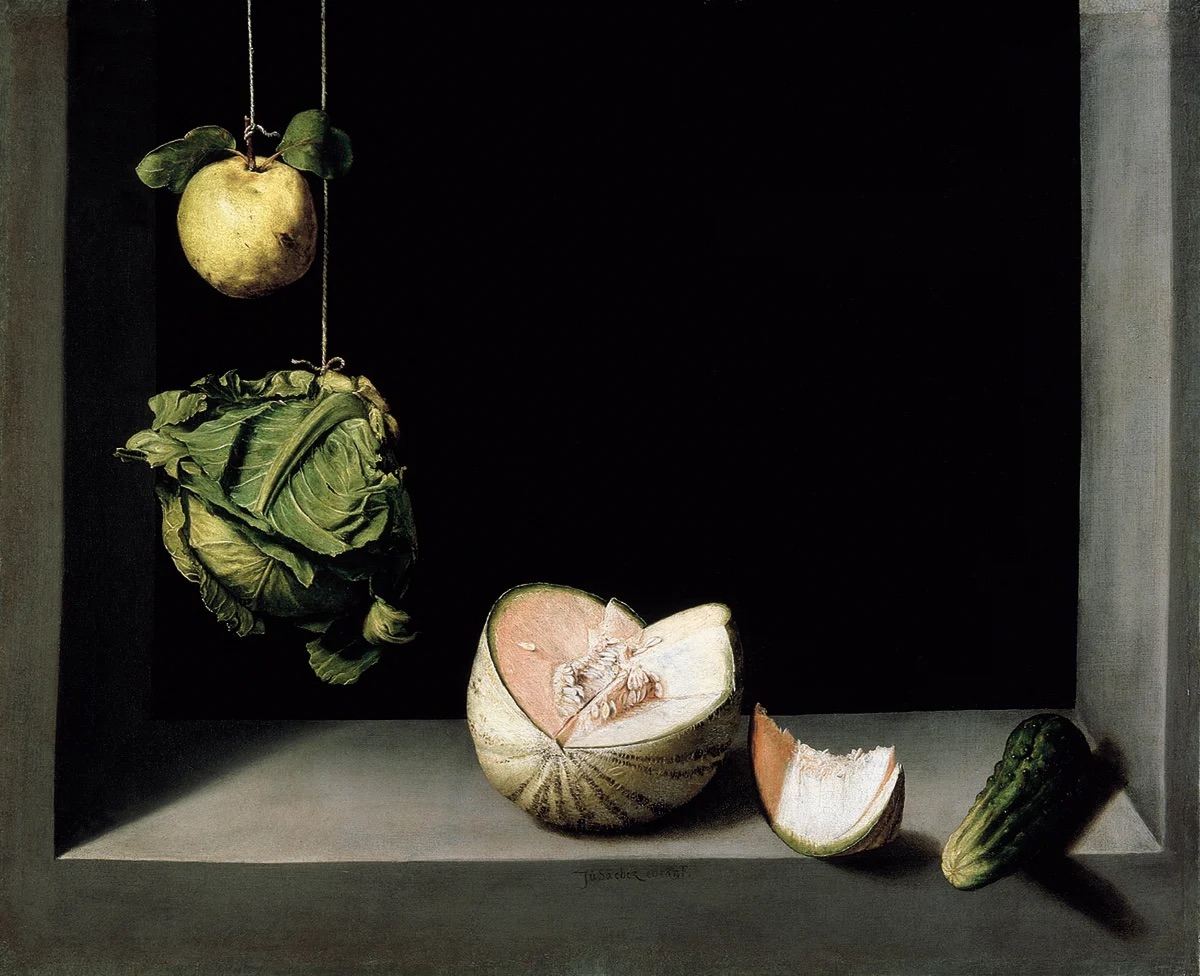 Spanish bodegones: Juan Sánchez Cotán, Quince, Cabbage, Melon and Cucumber, ca. 1602, The San Diego Museum of Art, San Diego, USA. Photo: Web Gallery of Art.