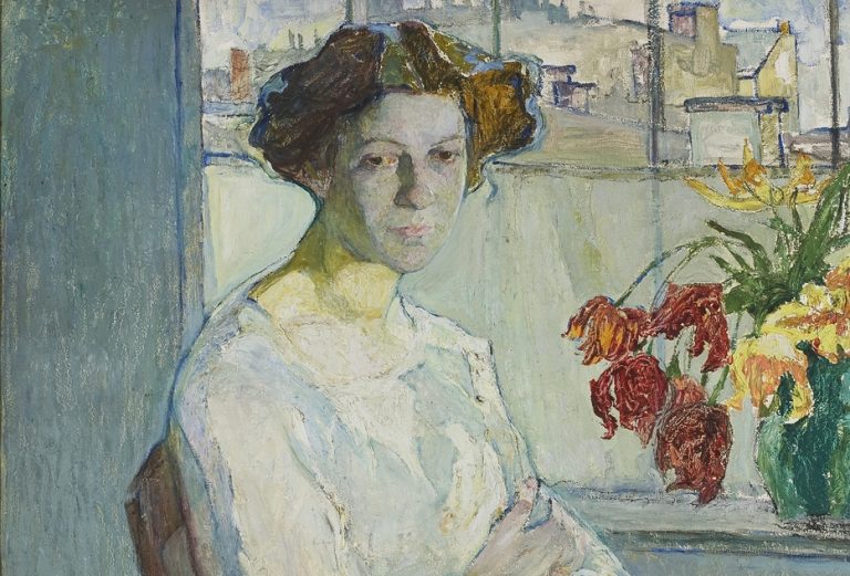 Mela Muter: Mela Muter, Self-Portrait, 1909. Mirador de les arts. Detail.
