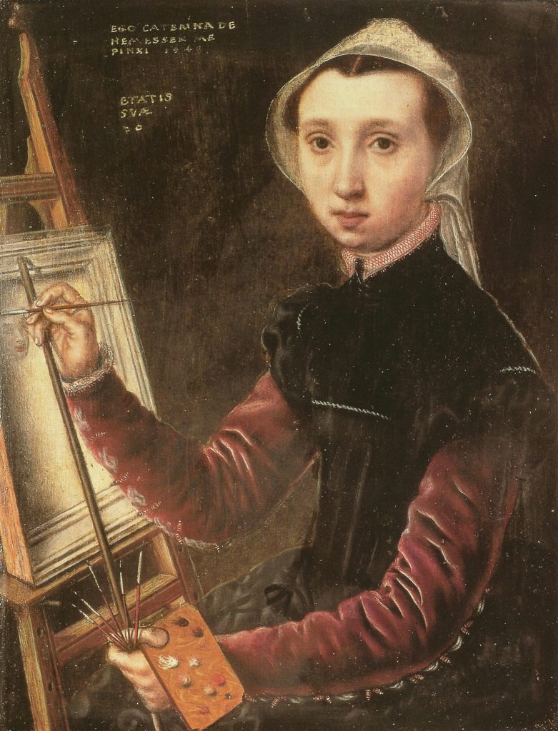 Women's Self-Portraits: Catharina van Hemessen, Self-portrait at the Easel, 1548, Kunstmuseum Basel, Basel, Switzerland.