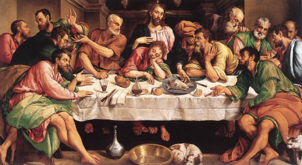 Pets in Art: Pets in Art: Jacopo Bassano, The Last Supper, ca 1546, Galleria Borghese, Rome, Italy. Web Gallery of Art.
