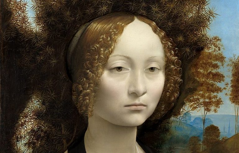 leonardo da vinci women: Leonardo da Vinci, Ginevra de’ Benci, 1474-1478, National Gallery of Art, Washington, DC, USA. Detail.
