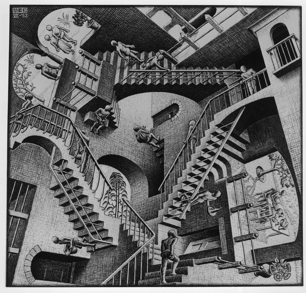 art in Harry Potter: M.C. Escher, Relativity, 1953, Brigham Young University Museum of Art, Provo, UT, USA. Museum’s website.
