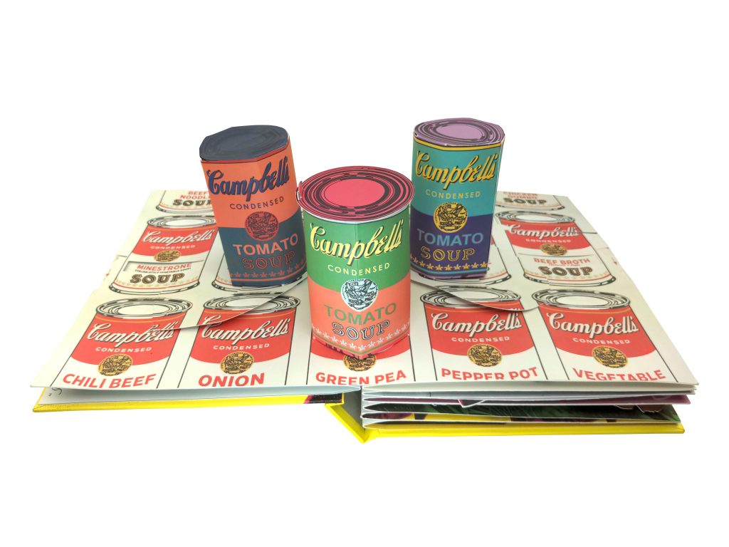 Andy Warhol pop up: Andy Warhol’s pop-up Campbells Soup Cans, in Andy Warhol’s Pop Up Pop Art: The Silver Factory, Poposition Press, 2022.
