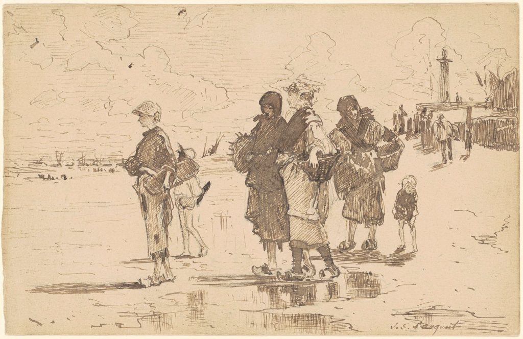 Sargent drawings: John Singer Sargent, Setting Out to Fish, 1878, pen and brown ink over graphite on wove paper, National Gallery of Art, Washington, DC, USA.

