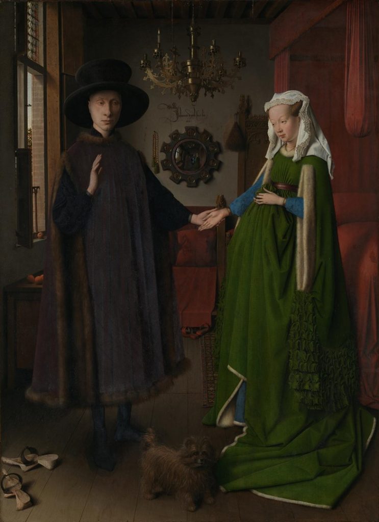 Pets in Art: Pets in Art: Jan van Eyck, Portrait of Giovanni Arnolfini and his Wife, 1434, National Gallery, London, UK. Museum’s website.
